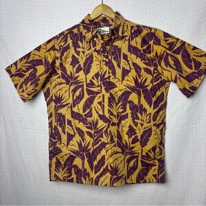 Reyn Spooner‎ Mustard and Plum Tropical Shirt